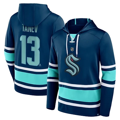Fanatics Brandon Tanev Deep Sea Seattle Kraken Name Number Lace-Up Pullover Hoodie