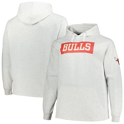 Fanatics Chicago Bulls Big  Tall Raglan Tri-Blend Pullover Hoodie