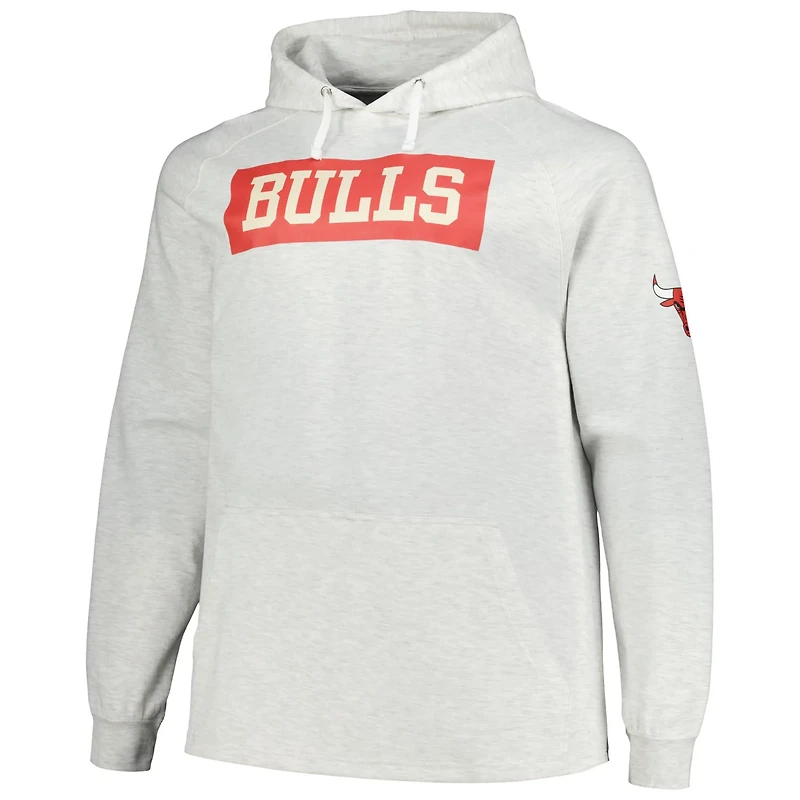 Fanatics Chicago Bulls Big  Tall Raglan Tri-Blend Pullover Hoodie