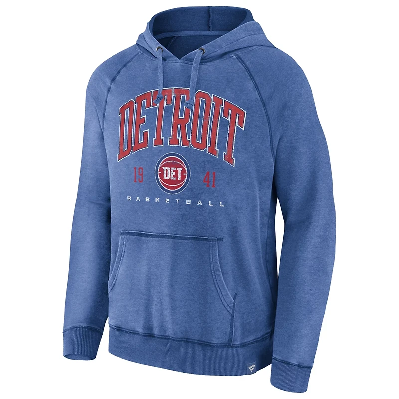 Fanatics Heather Detroit Pistons Foul Trouble Snow Wash Raglan Pullover Hoodie