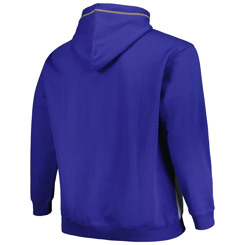 Fanatics Heather Gray Golden State Warriors Big  Tall Contrast Pieced Stitched Full-Zip Hoodie