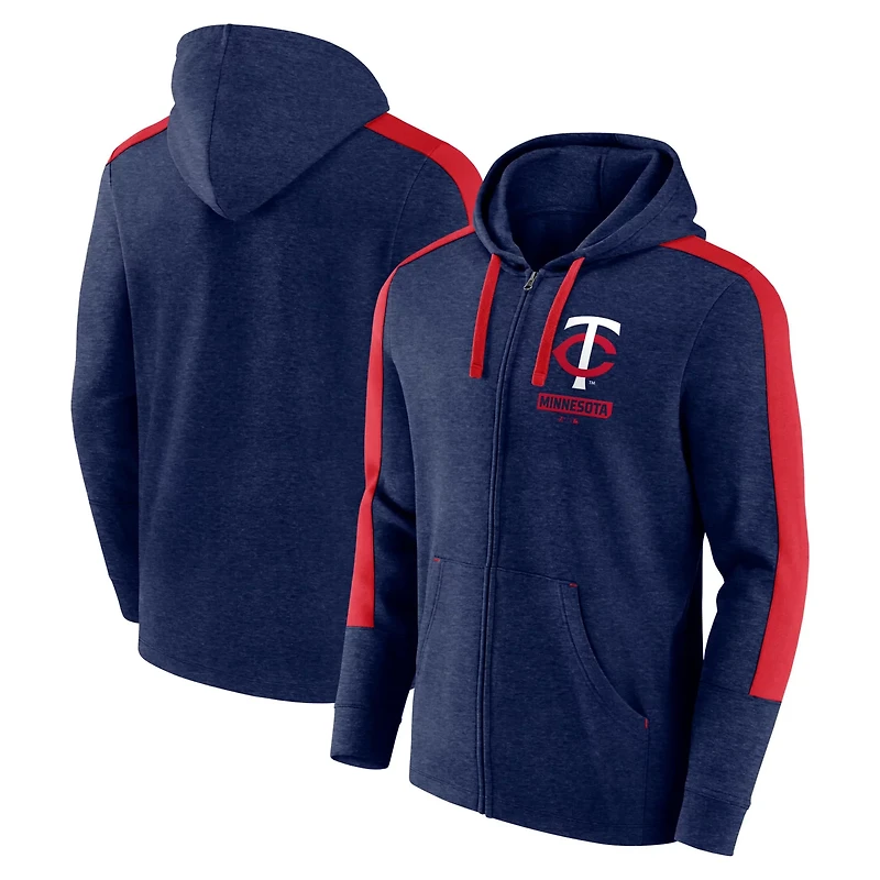 Fanatics Heather Minnesota Twins Gains Fleece Full-Zip Hoodie