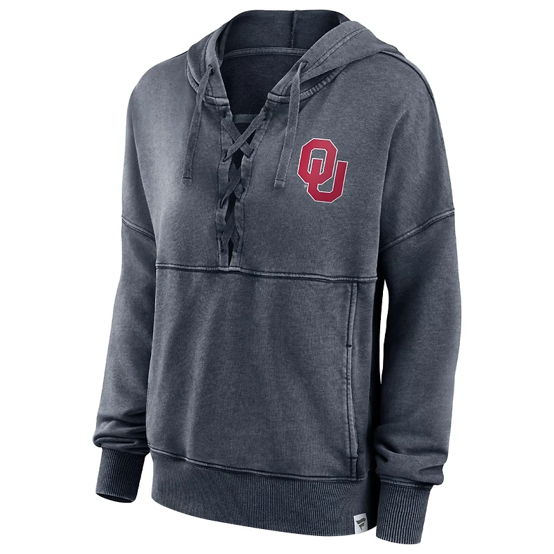 Fanatics Heathered Charcoal Oklahoma Sooners Overall Speed Lace-Up Pullover Hoodie