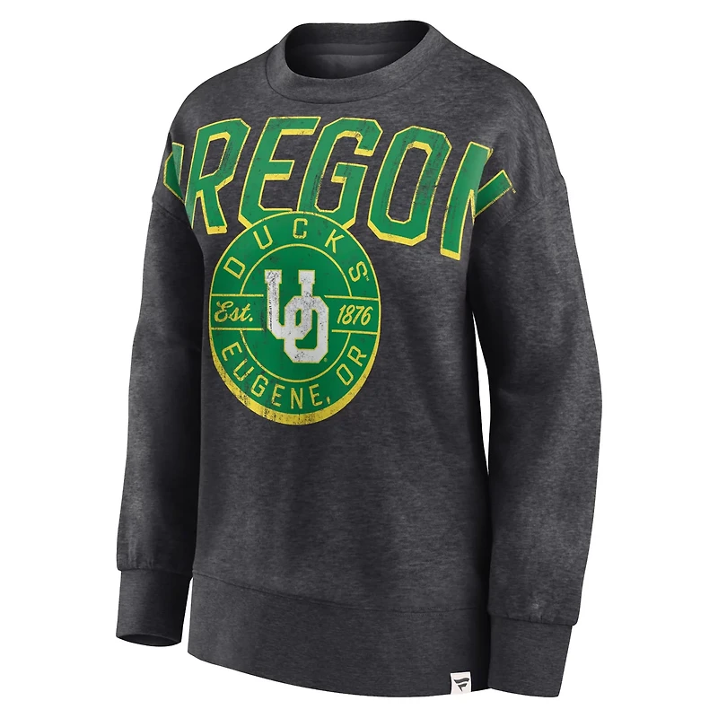 Fanatics Heathered Charcoal Oregon Ducks Jump Distribution Pullover Sweatshirt