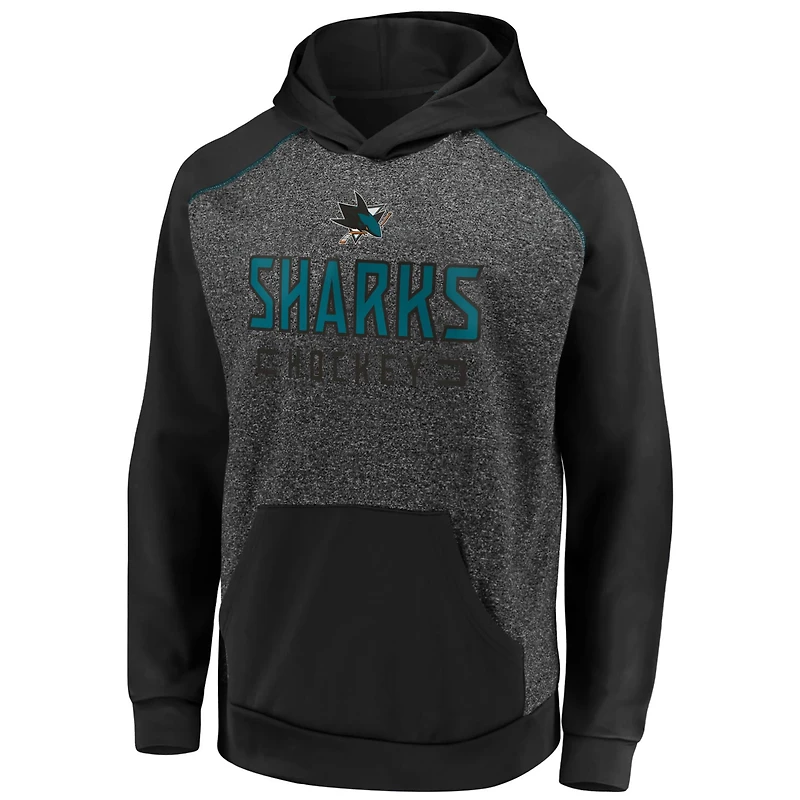 Fanatics Heathered Charcoal/ San Jose Sharks Game Day Ready Chiller Fleece Raglan Pullover Hoodie