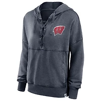 Fanatics Heathered Charcoal Wisconsin Badgers Overall Speed Lace-Up Pullover Hoodie