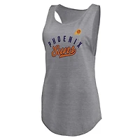 Fanatics Heathered Gray Phoenix Suns Quality Time Open Scoop Neck Tri-Blend Tank Top
