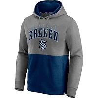 Fanatics Heathered Gray/Deep Sea Seattle Kraken Block Party Classic Arch Signature Pullover Hoodie