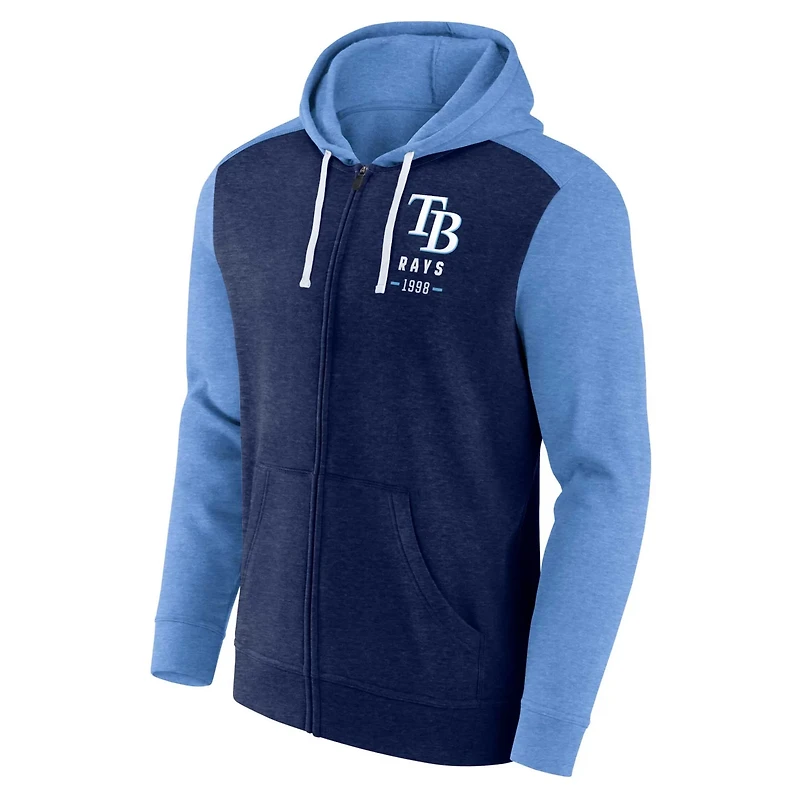 Fanatics Heathered Light Blue Tampa Bay Rays Blown Away Full-Zip Hoodie