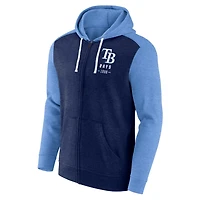 Fanatics Heathered Light Blue Tampa Bay Rays Blown Away Full-Zip Hoodie