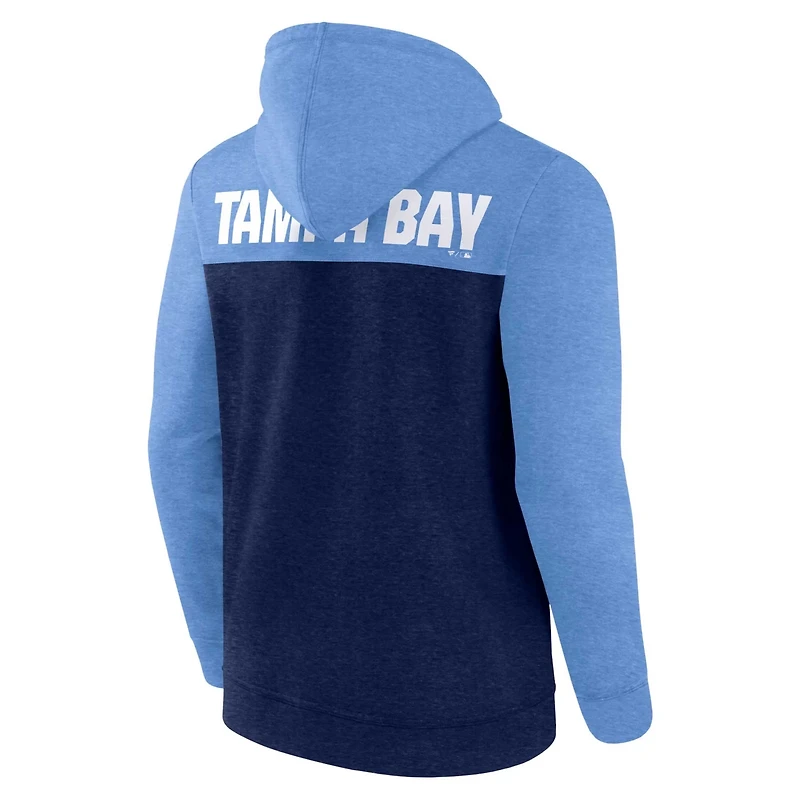 Fanatics Heathered Light Blue Tampa Bay Rays Blown Away Full-Zip Hoodie