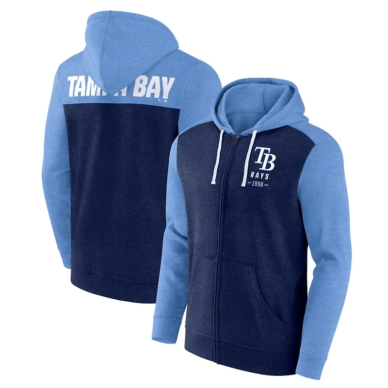 Fanatics Heathered Light Blue Tampa Bay Rays Blown Away Full-Zip Hoodie