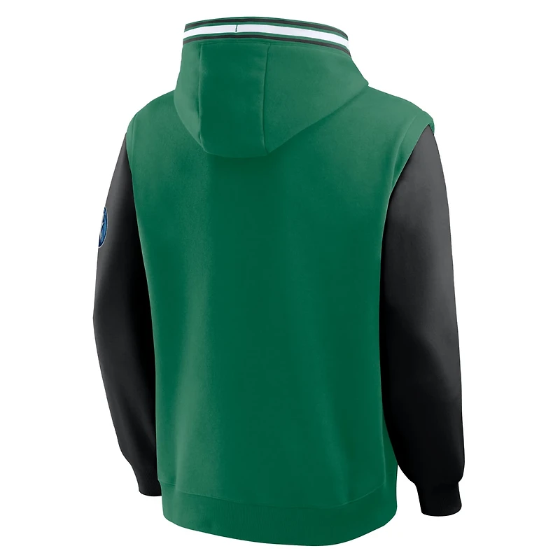 Fanatics Kelly Black Boston Celtics Half Court Shot Clock Fastbreak Hoodie