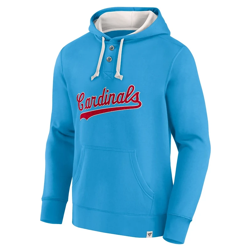 Fanatics Light St Louis Cardinals Plan for Adversity Henley Fleece Pullover Hoodie