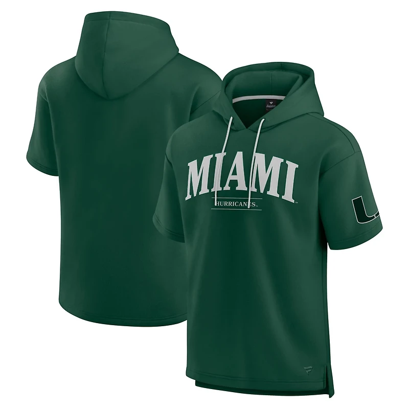 Fanatics Miami Hurricanes Ready Short Sleeve Pullover Hoodie