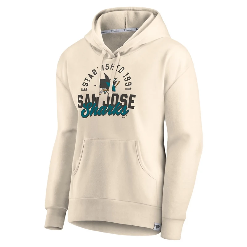 Fanatics Oatmeal San Jose Sharks Carry the Puck Pullover Hoodie Sweatshirt