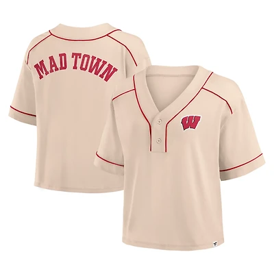 Fanatics Wisconsin Badgers Oversized Dominant Force Midi V-Neck T-Shirt