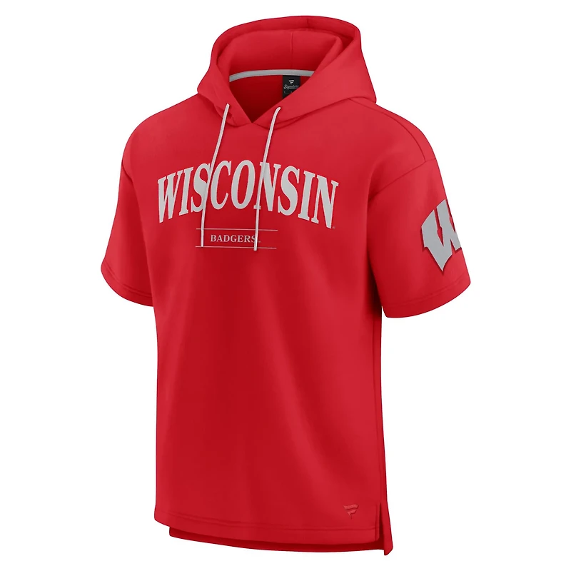 Fanatics Wisconsin Badgers Ready Short Sleeve Pullover Hoodie