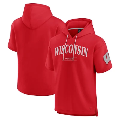 Fanatics Wisconsin Badgers Ready Short Sleeve Pullover Hoodie