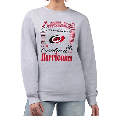 G-III 4Her by Carl Banks Carolina Hurricanes Collage Graphic Fleece Long Sleeve Pullover Sweatshirt