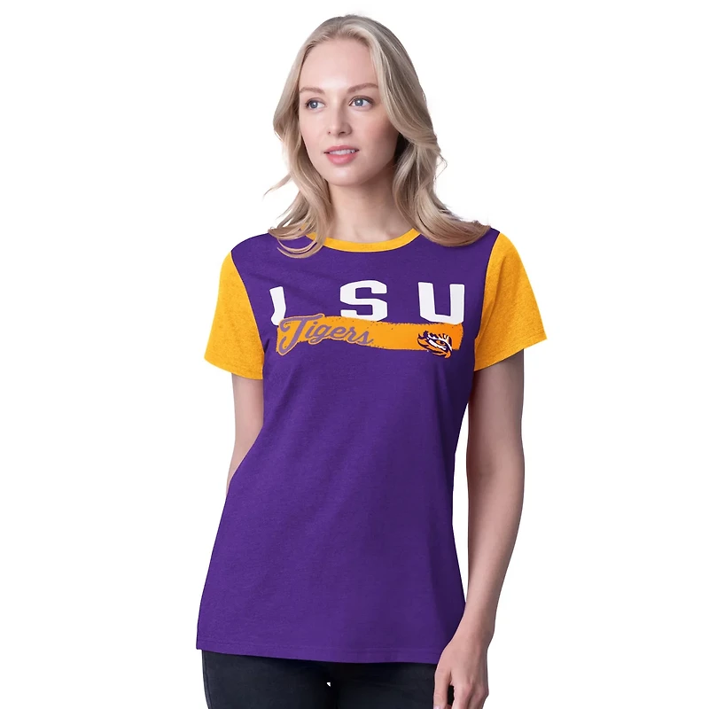 G-III 4Her by Carl Banks LSU Tigers Racer Crewneck Ringer T-Shirt