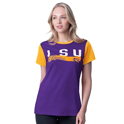 G-III 4Her by Carl Banks LSU Tigers Racer Crewneck Ringer T-Shirt