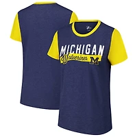 G-III 4Her by Carl Banks Michigan Wolverines Racer Crewneck Ringer T-Shirt