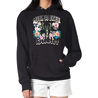 G-III 4Her by Carl Banks Milwaukee Bucks Flowers Team Logo Graphic Fleece Pullover Hoodie