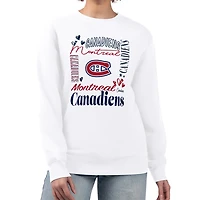 G-III 4Her by Carl Banks Montreal Canadiens Collage Graphic Fleece Long Sleeve Pullover Sweatshirt