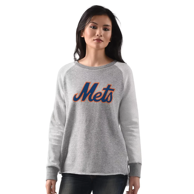 G-III 4Her by Carl Banks New York Mets Gridiron Raglan Pullover Sweatshirt