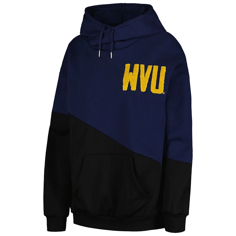 Gameday Couture /Black West Virginia Mountaineers Matchmaker Diagonal Cowl Pullover Hoodie