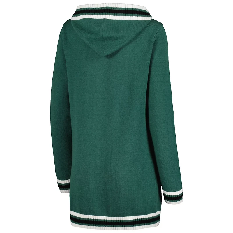 Gameday Couture Michigan State Spartans One More Round Tri-Blend Striped Hooded Cardigan Sweater