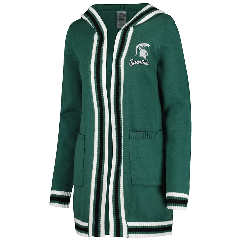 Gameday Couture Michigan State Spartans One More Round Tri-Blend Striped Hooded Cardigan Sweater