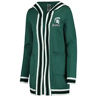 Gameday Couture Michigan State Spartans One More Round Tri-Blend Striped Hooded Cardigan Sweater