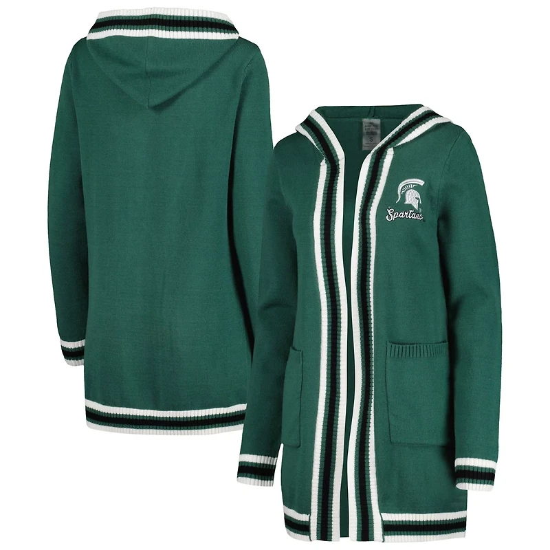 Gameday Couture Michigan State Spartans One More Round Tri-Blend Striped Hooded Cardigan Sweater