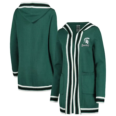 Gameday Couture Michigan State Spartans One More Round Tri-Blend Striped Hooded Cardigan Sweater