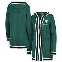 Gameday Couture Michigan State Spartans One More Round Tri-Blend Striped Hooded Cardigan Sweater