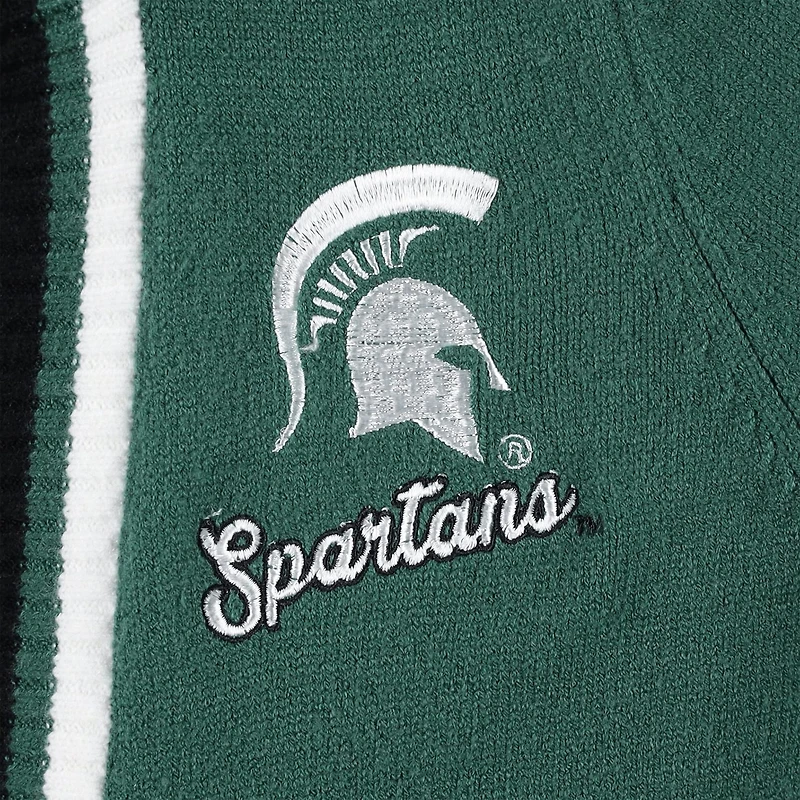Gameday Couture Michigan State Spartans One More Round Tri-Blend Striped Hooded Cardigan Sweater