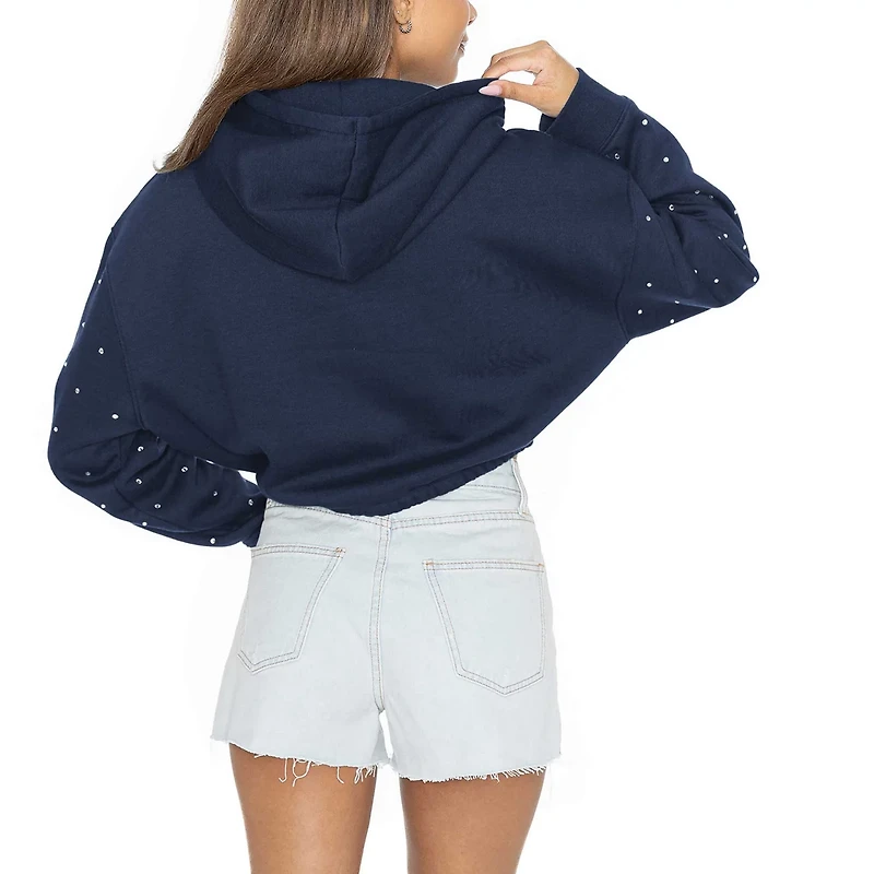 Gameday Couture Michigan Wolverines Can't Lose Rhinestone Cropped Pullover Hoodie