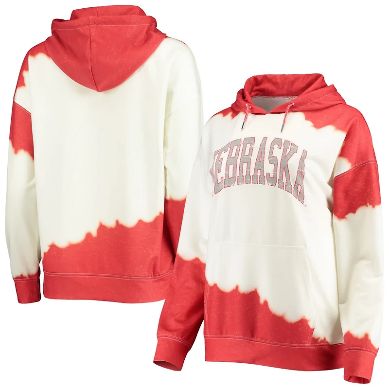 Gameday Couture /Scarlet Nebraska Huskers For the Fun Double Dip-Dyed Pullover Hoodie