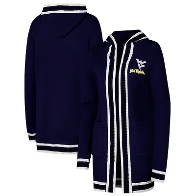 Gameday Couture West Virginia Mountaineers Stripe Detail Tri-Blend Hoodie Cardigan Sweater