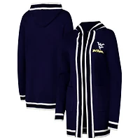 Gameday Couture West Virginia Mountaineers Stripe Detail Tri-Blend Hoodie Cardigan Sweater