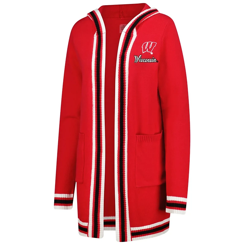 Gameday Couture Wisconsin Badgers Tri-Blend Rounded Stripe Cardigan