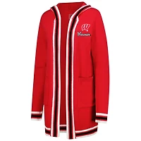 Gameday Couture Wisconsin Badgers Tri-Blend Rounded Stripe Cardigan