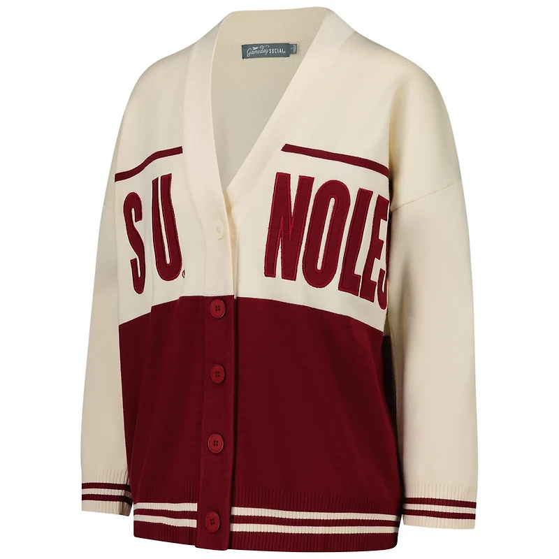 Gameday Social Florida State Seminoles Woven Carley Retro Button-Up Cardigan