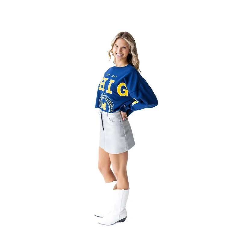 Gameday Social Michigan Wolverines Phipps Cropped Sweatshirt