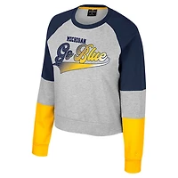 Girls Youth Colosseum Michigan Wolverines Katinka Rhinestone Pullover Sweatshirt