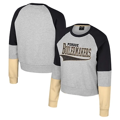Girls Youth Colosseum Purdue Boilermakers Katinka Rhinestone Pullover Sweatshirt