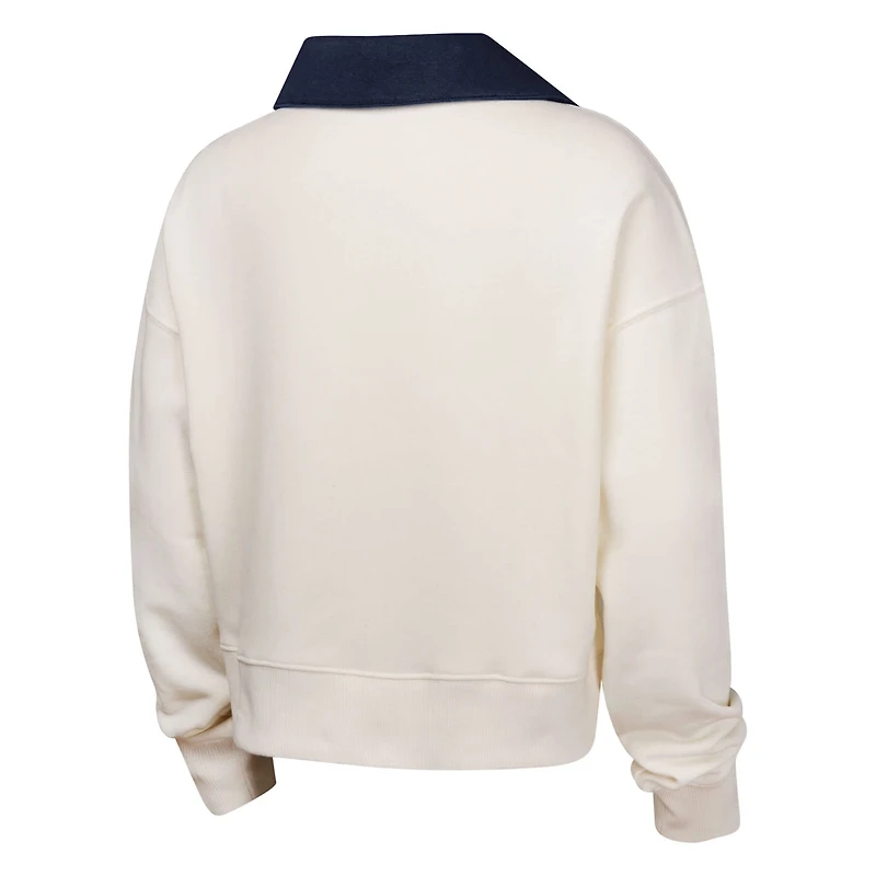 Girls Youth Los Angeles Dodgers Ballpark Hit Collared V-Neck Pullover Sweatshirt