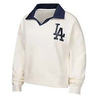 Girls Youth Los Angeles Dodgers Ballpark Hit Collared V-Neck Pullover Sweatshirt